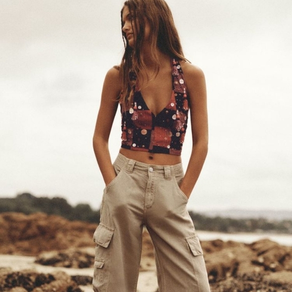 Zara patchwork beaded halter - Picture 2 of 6